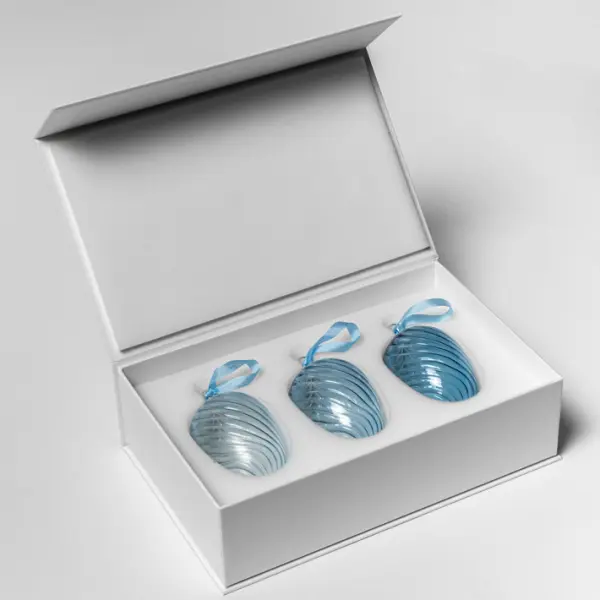 Набор украшений ручной работы ЯЙЦА, H8 см, 3 шт, светло-голубой, голубой, тёмно-голубой