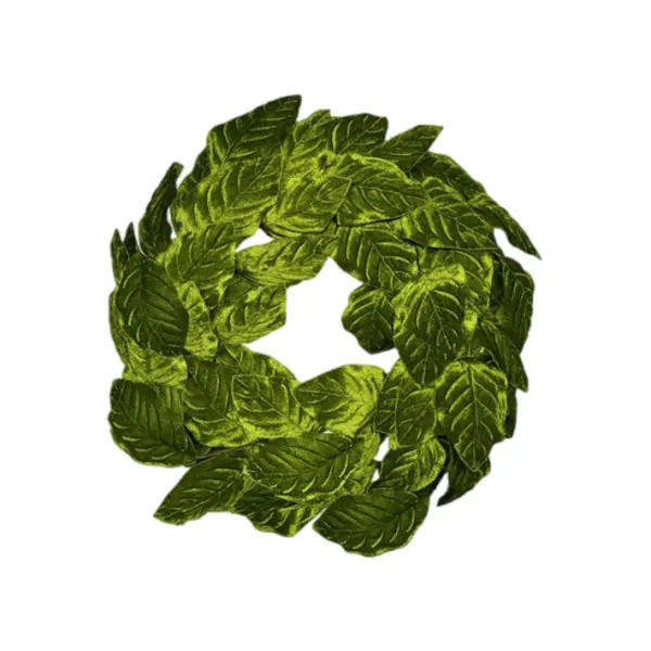 Венок с листьями D66 см, бархат, травяной