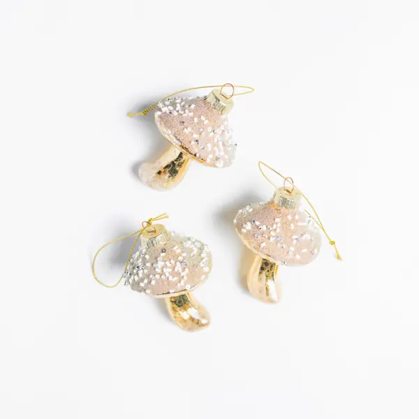 Подвес ГРИБ H8 см, стекло, белый, шампань