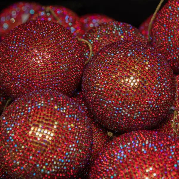 Шар D10 см c кристаллами, пластик, стекло, фуксия, мультиколор