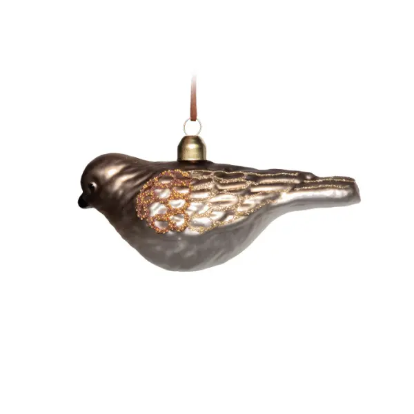 Подвес ПТИЦА 13х6 см, стекло, золотой