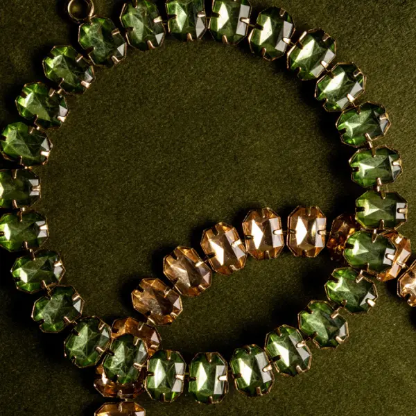 Подвес КОЛЬЦО с кристаллами D12 см, стекло, металл, зеленый