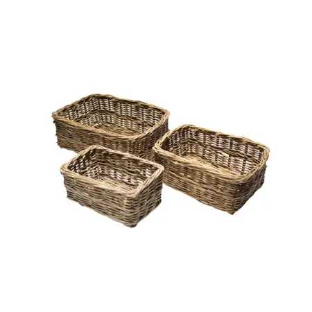 Комплект из 3-х плетёных корзин 55x40x20, 50x35x20, 35х28х20 см, ротанг, рыжий
