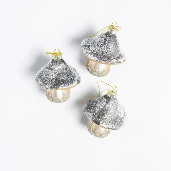 Подвес ГРИБ H8 см, стекло, серебряный