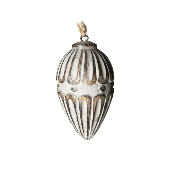 Подвес КАПЛЯ 7х12 см, дерево, белый, коричневый