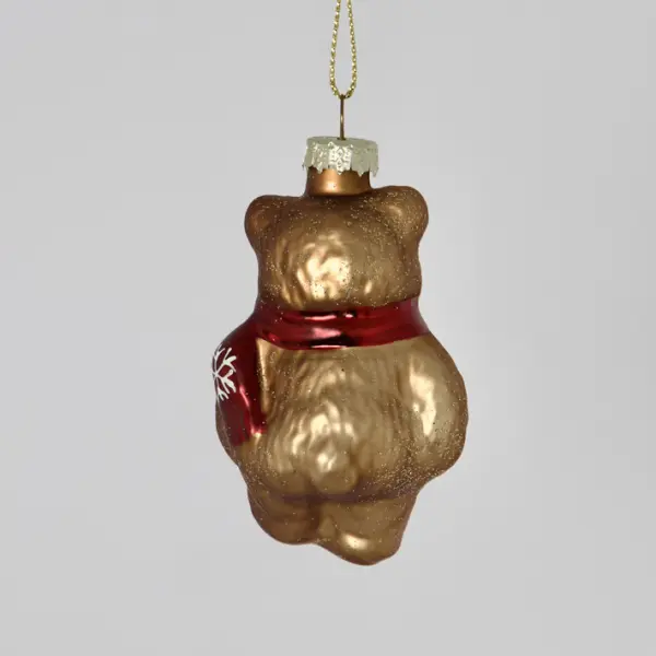 Подвес МИШКА 5х4х9 см, стекло, темно-золотой