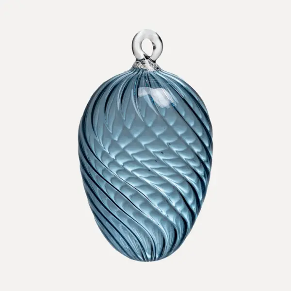Подвес ручной работы ЯЙЦО 8x9 см, стекло, темно-голубой