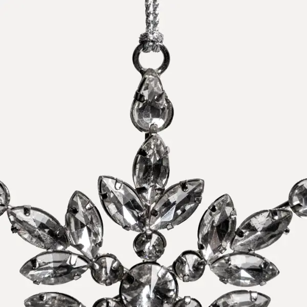 Подвес СНЕЖИНКА с кристаллами D10 см, стекло, металл, серебряный