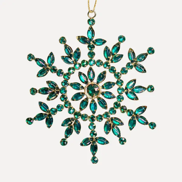 Подвес СНЕЖИНКА D14 см, металл, акрил, изумрудный, радужный