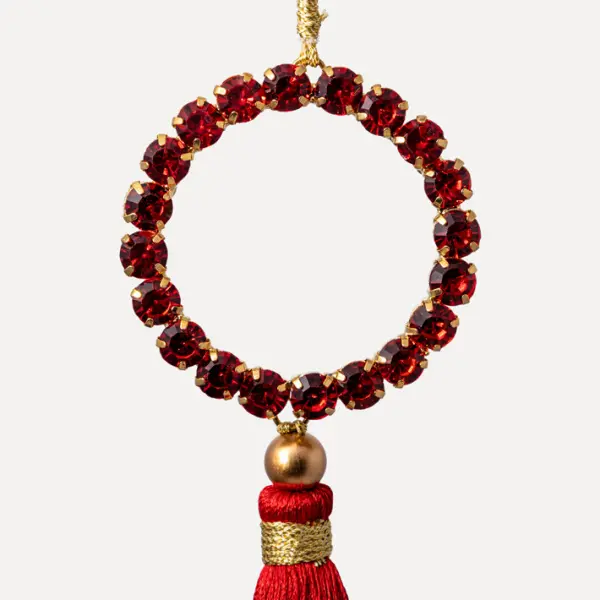 Подвес КОЛЬЦО с кристаллами H24 см, металл, стекло, красный