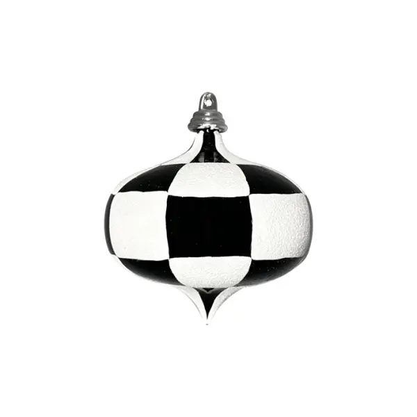 Шар ЛУКОВИЦА в клетку D8 см, пластик, белый, черный