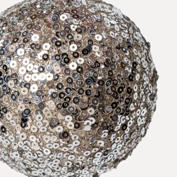 Шар с пайетками D8 см, стекло, шампань