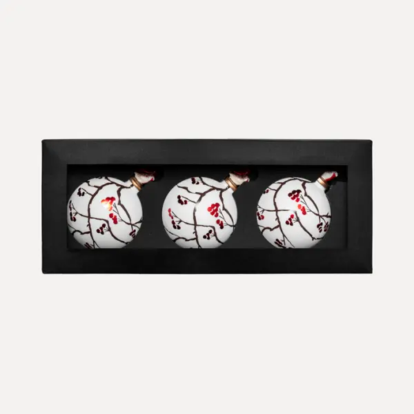 Шары в наборе D10 см, 3шт, стекло, белый