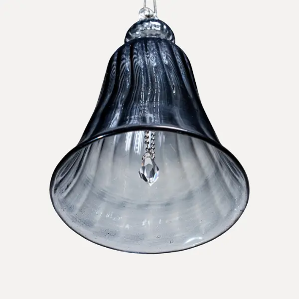Подвес ручной работы КОЛОКОЛЬЧИК 9x13 см, стекло, серый