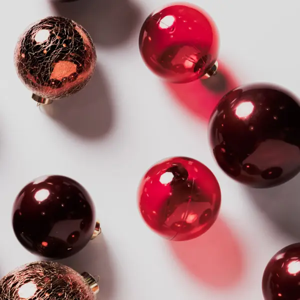 Шары в наборе D8 см, 9 шт, пластик, красный