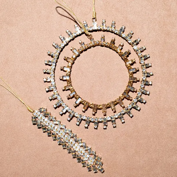 Подвес КОЛЬЦО с кристаллами D14 см, стекло, металл, серебряный