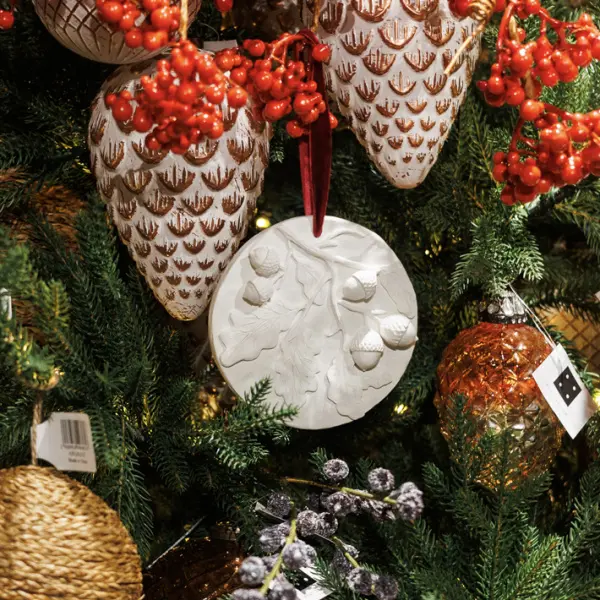 Подвес ЖЕЛУДЬ D12 см, гипс, белый