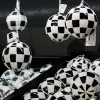 Шар в клетку D10 см, пластик, белый, черный