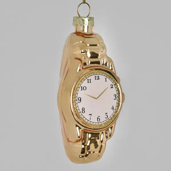 Подвес ЧАСЫ 6х4х10 см, стекло, золотой