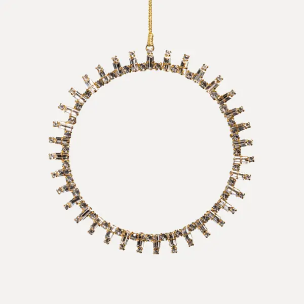 Подвес КОЛЬЦО с кристаллами D14 см, стекло, металл, серебряный