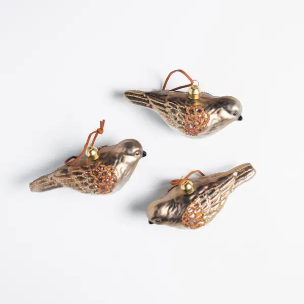 Подвес ПТИЦА 13х6 см, стекло, золотой