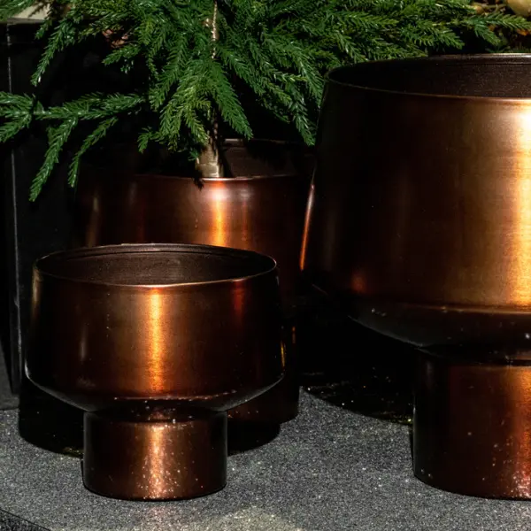 Набор из 3-х кашпо 32x29, 23х20, 18х16 см, металл, медный