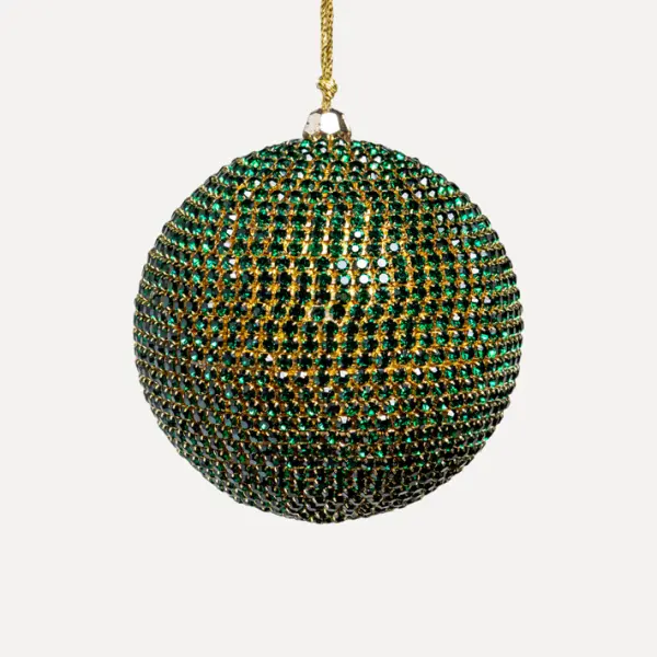 Шар c кристаллами D10 см, пластик, стекло, зелёный