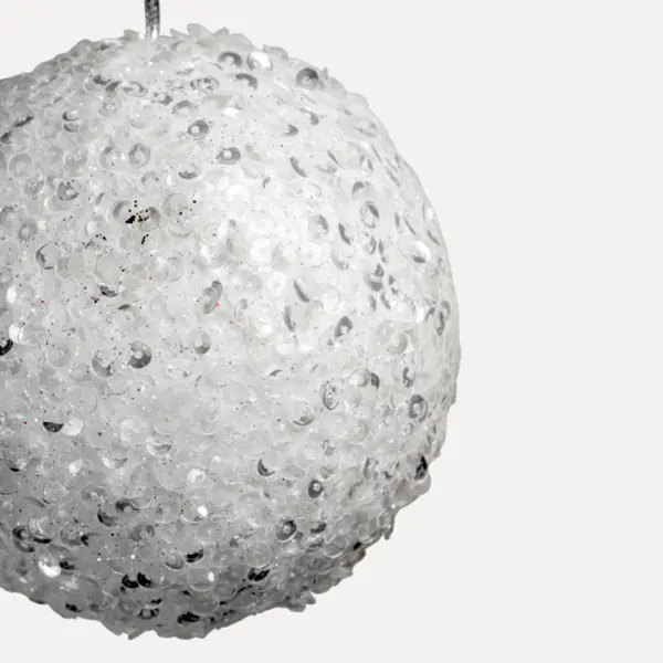 Шар D20 см с пайетками, пенопласт, белый, АУТЛЕТ