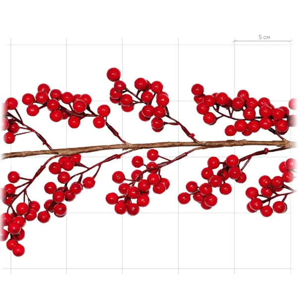 Гирлянда с ягодами L125 см, пластик, красный