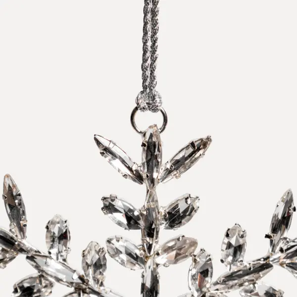 Подвес СНЕЖИНКА с кристаллами D13 см, стекло, металл, серебряный