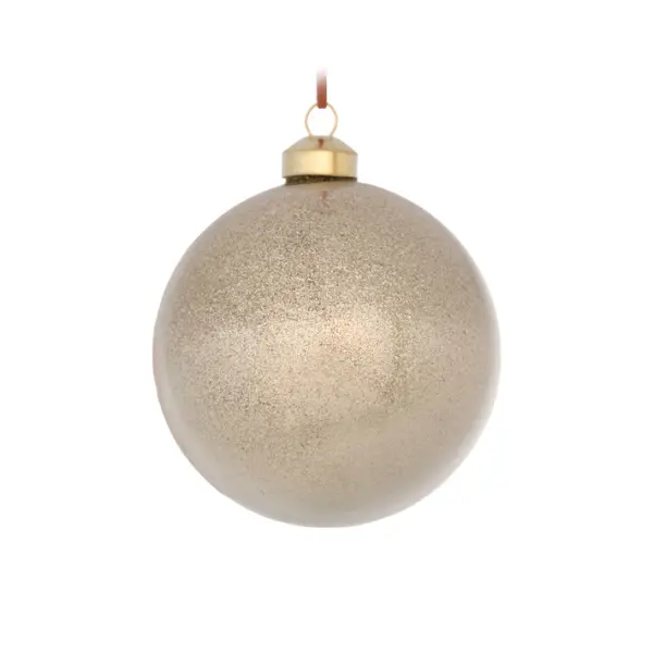 Шар D10 см, стекло, белый, золотой