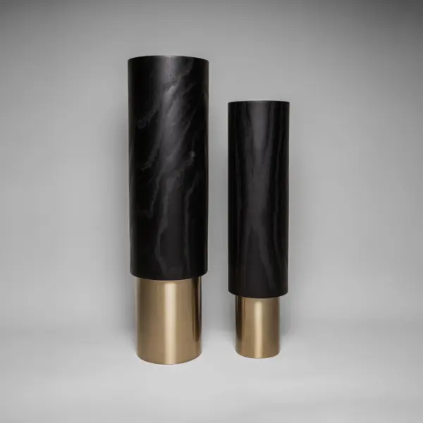 Ваза 15х60 см, дерево, черный, золотой