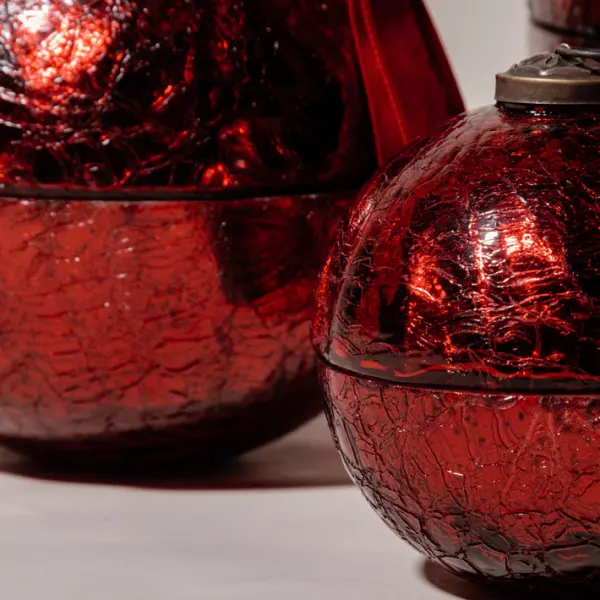 Ароматическая свеча АПЕЛЬСИН КОРИЦА, кракелюр, 15 см, стекло, красный