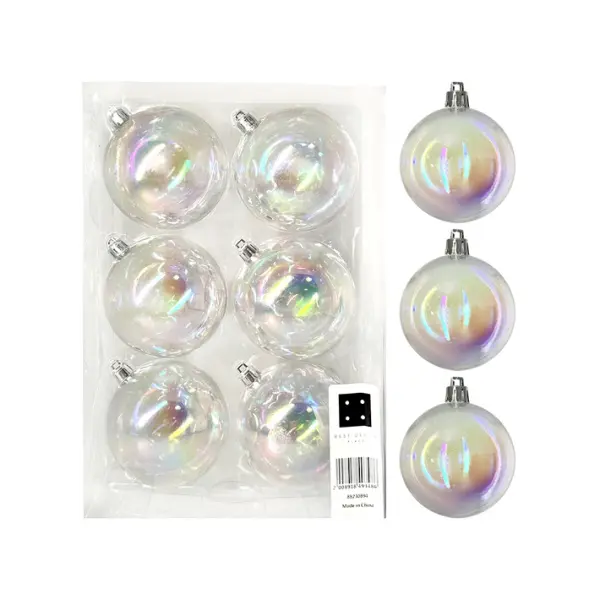 Шары в наборе D8 см, 6 шт, пластик, радужный