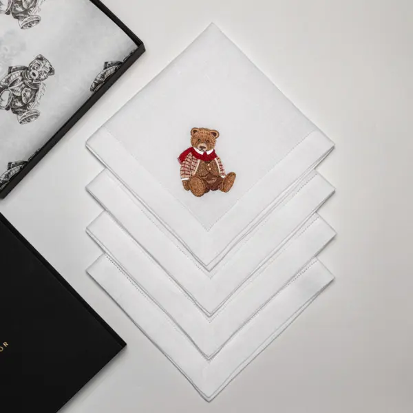 Набор льняных текстильных салфеток МЕДВЕДЬ, 45х45 см, 4 шт