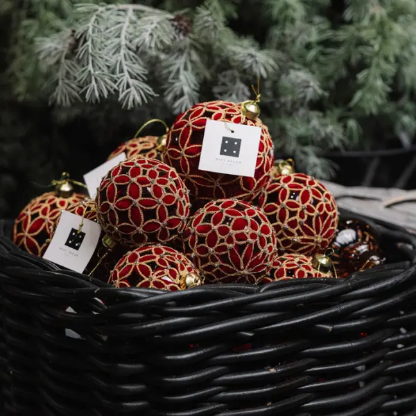 Шар D8 см, стекло, красный