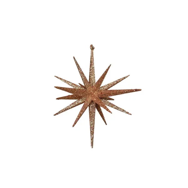Подвес ЗВЕЗДА H15 см, глиттер, пластик, розовое золото