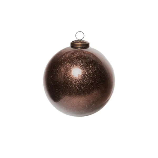 Шар с блёстками D12 см, стекло, коричневый