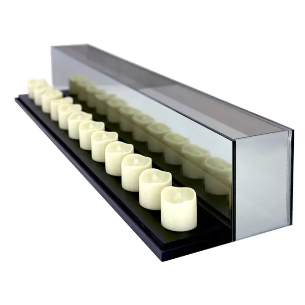 Подсвечник БЕСКОНЕЧНОСТЬ на 12 свечей 65х8,3х12см, стекло, дерево, серый