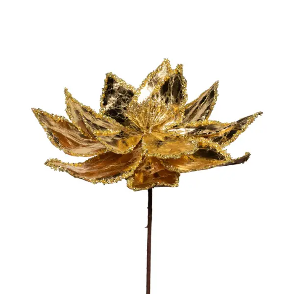 Цветок пуансеттии 30х50 см, полиэстер, золотой