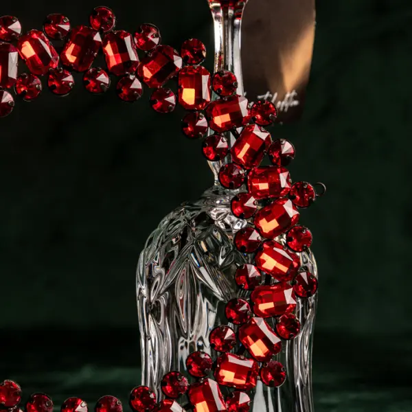 Подвес КОЛЬЦО с кристаллами D20 см, металл, стекло, красный