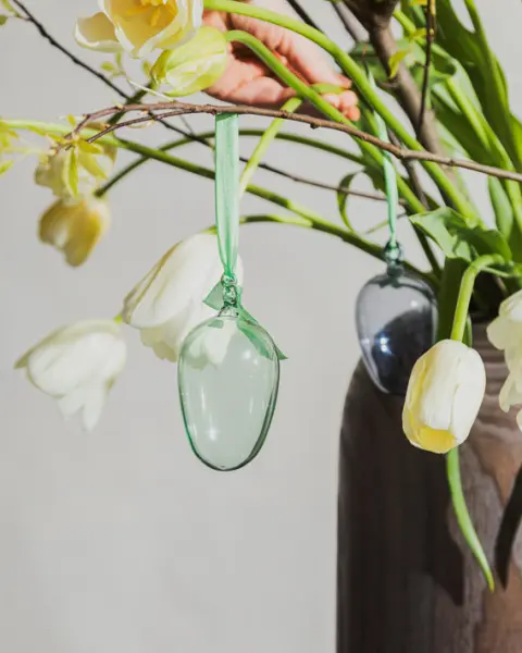 Набор украшений ручной работы ЯЙЦА, H6 см, 3 шт, мятный, розовый, голубой