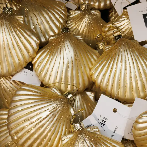 Подвес РАКУШКА 9x10 см, стекло, шампань