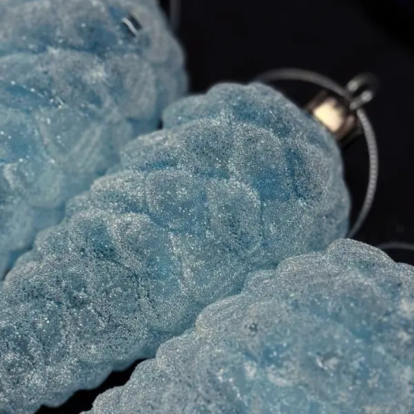 Подвес ШИШКА 6x13 см, стекло, голубой