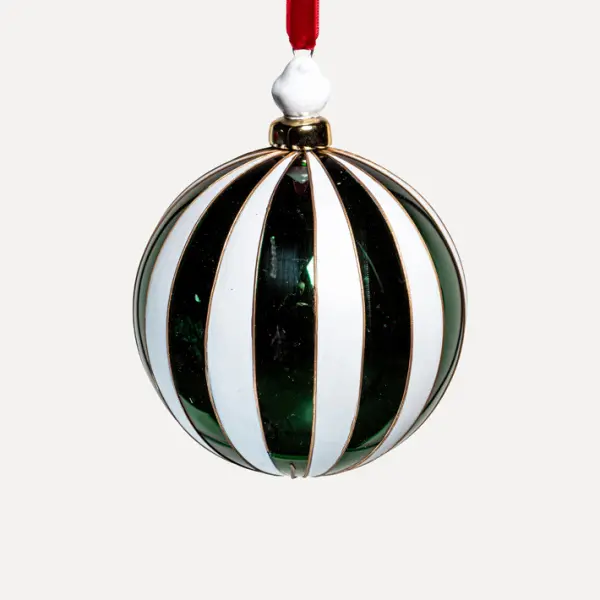 Шары в наборе D10 см, 3шт, стекло, зеленый, белый