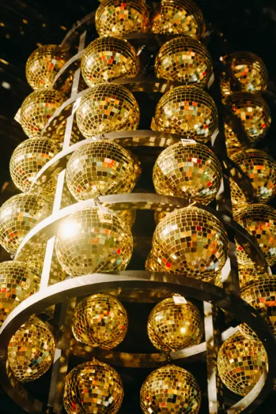 Шар ДИСКО D15 см, зеркальный, пенопласт, золотой