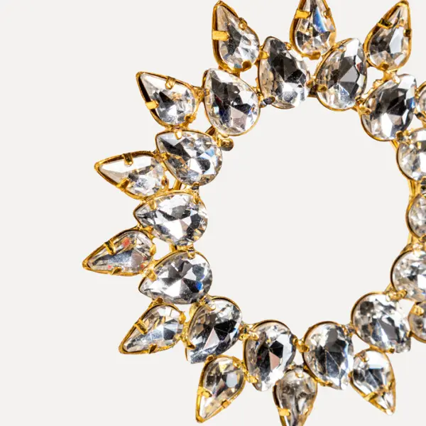 Подвес КОЛЬЦО с кристаллами D9 см, стекло, металл, золотой