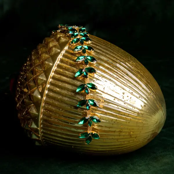 Подвес с кристаллами 3х30 см, металл, стекло, зеленый