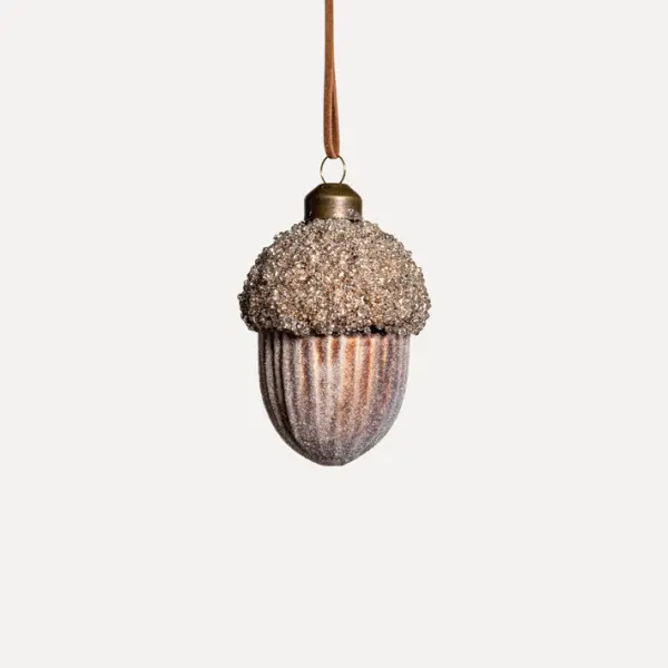 Подвес ЖЕЛУДЬ 6x9 см, стекло, светло-коричневый