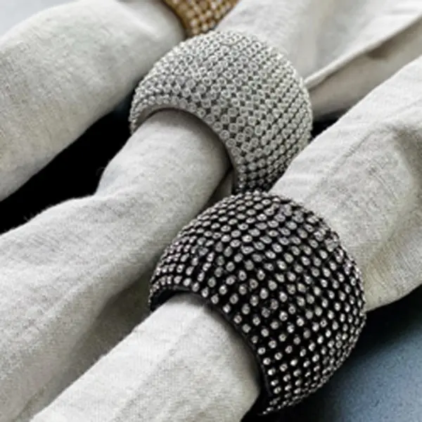 Кольцо для салфеток с кристаллами D5 см, пластик, серебряный